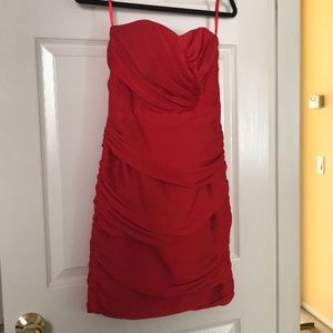 Red strapless formal dress by H&M